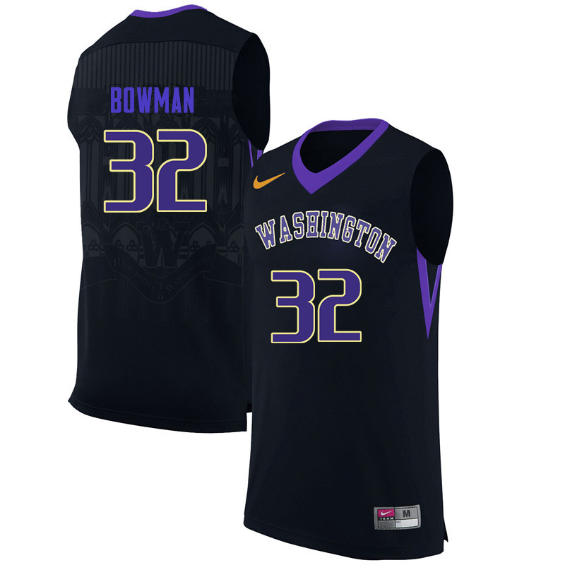 Men Washington Huskies #32 Greg Bowman College Basketball Jerseys Sale-Black